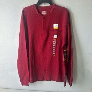 NWT Eddie Bauer Burgundy Henley Long Sleeve Shirt Size Large